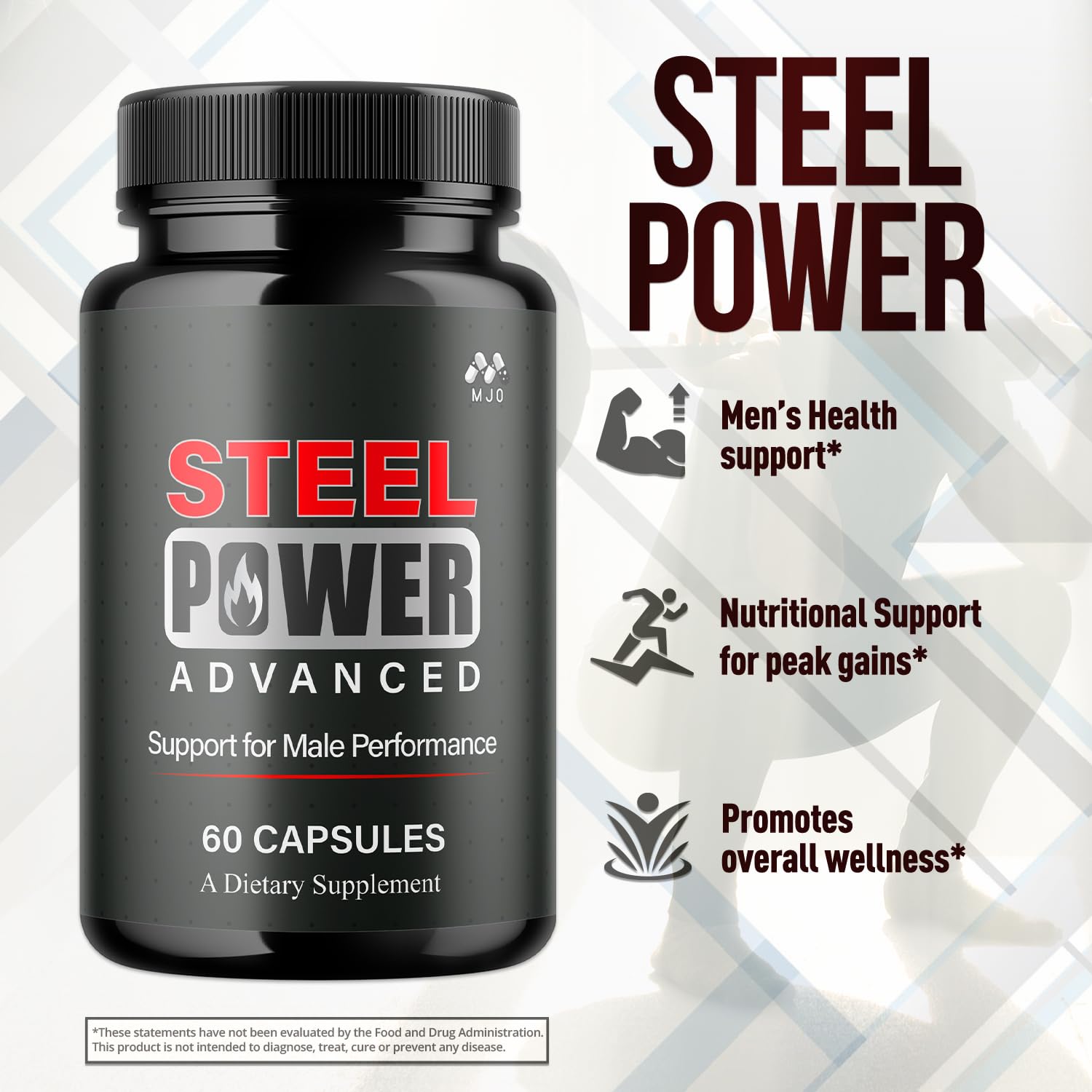 Steel Power Capsules, Official Steel Power for Men with All Natural Ingredients, Advanced SteelPower Men's Health and Wellness Vitamin Formula Pills with Maximum Strength Multivitamins (60 Capsules) - TrustMedUSA