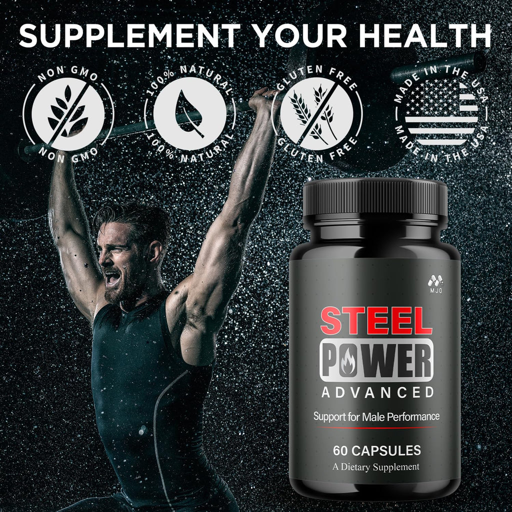 Steel Power Capsules, Official Steel Power for Men with All Natural Ingredients, Advanced SteelPower Men's Health and Wellness Vitamin Formula Pills with Maximum Strength Multivitamins (60 Capsules) - TrustMedUSA