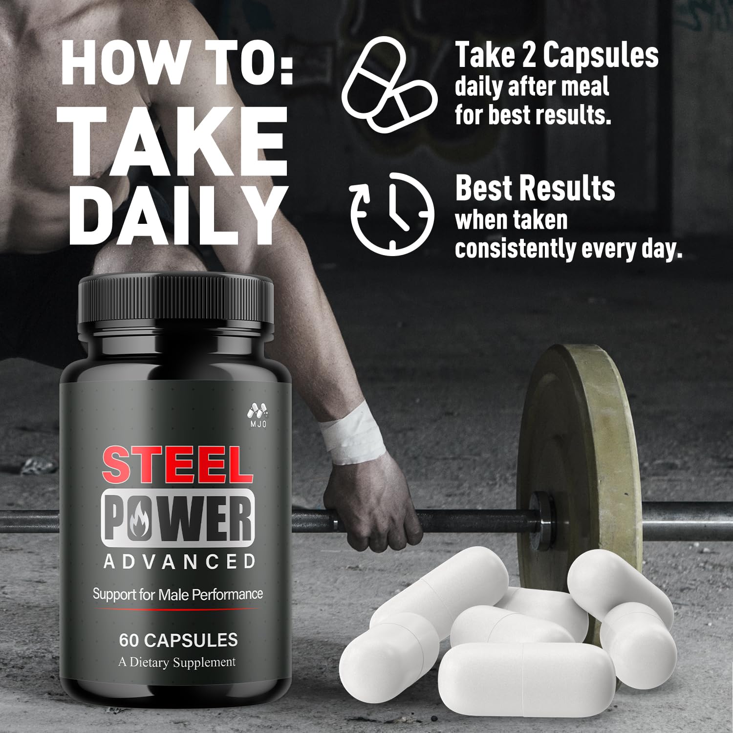 Steel Power Capsules, Official Steel Power for Men with All Natural Ingredients, Advanced SteelPower Men's Health and Wellness Vitamin Formula Pills with Maximum Strength Multivitamins (60 Capsules) - TrustMedUSA