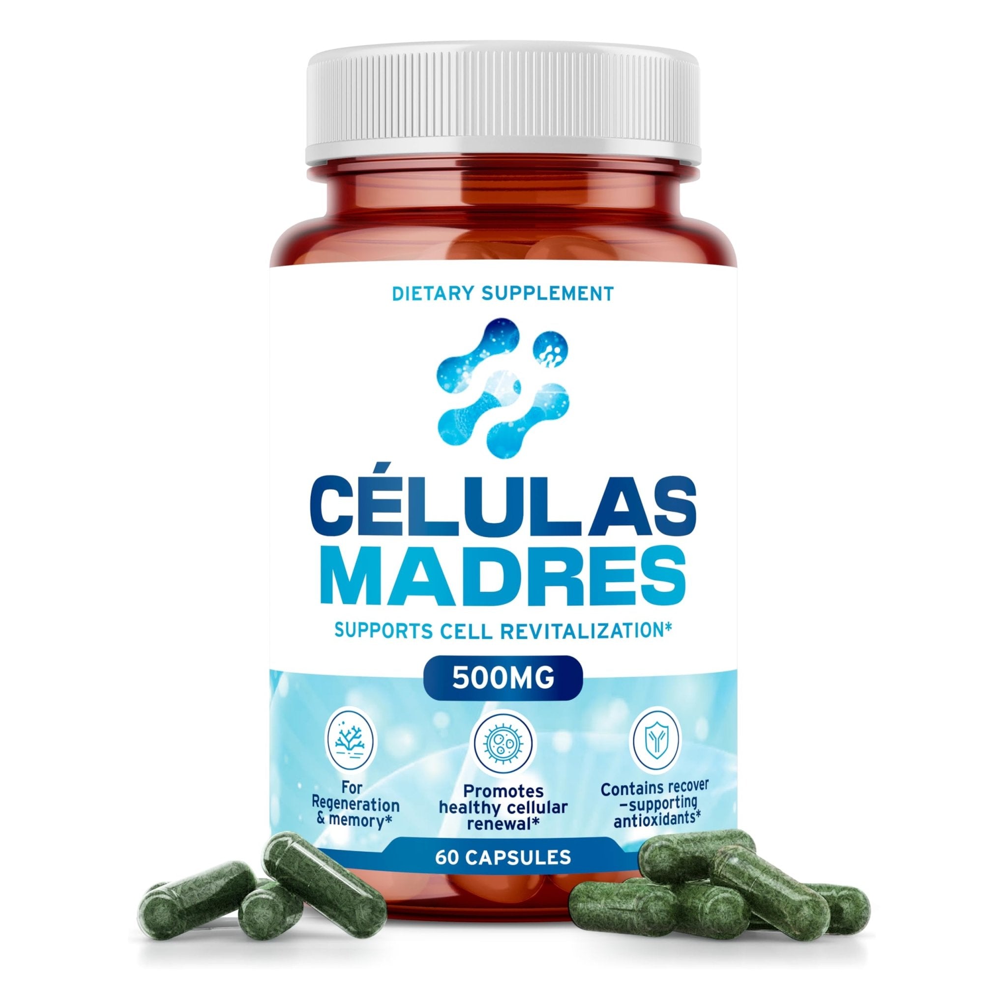 Stem Cell Supplements 500mg (60 Cap) Natural Anti-Aging & Longevity Support with Spirulina & Chlorella, Boost Cellular Renewal, Restore Youthful Energy, Reduce Joint Soreness – Celulas Madre - TrustMedUSA