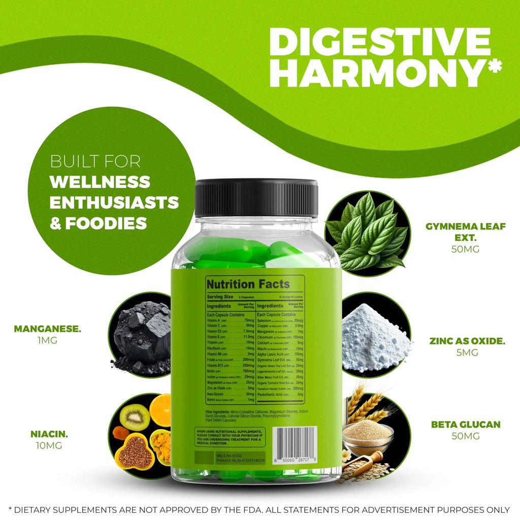 Stemox Gut Energy – Natural Energy & Metabolism Support Supplement with Biotin, Chromium, Alpha Lipoic Acid & Organic Herbal Extracts – Blood Sugar & Gut Health Support – 60 Vegan Capsules - TrustMedUSA