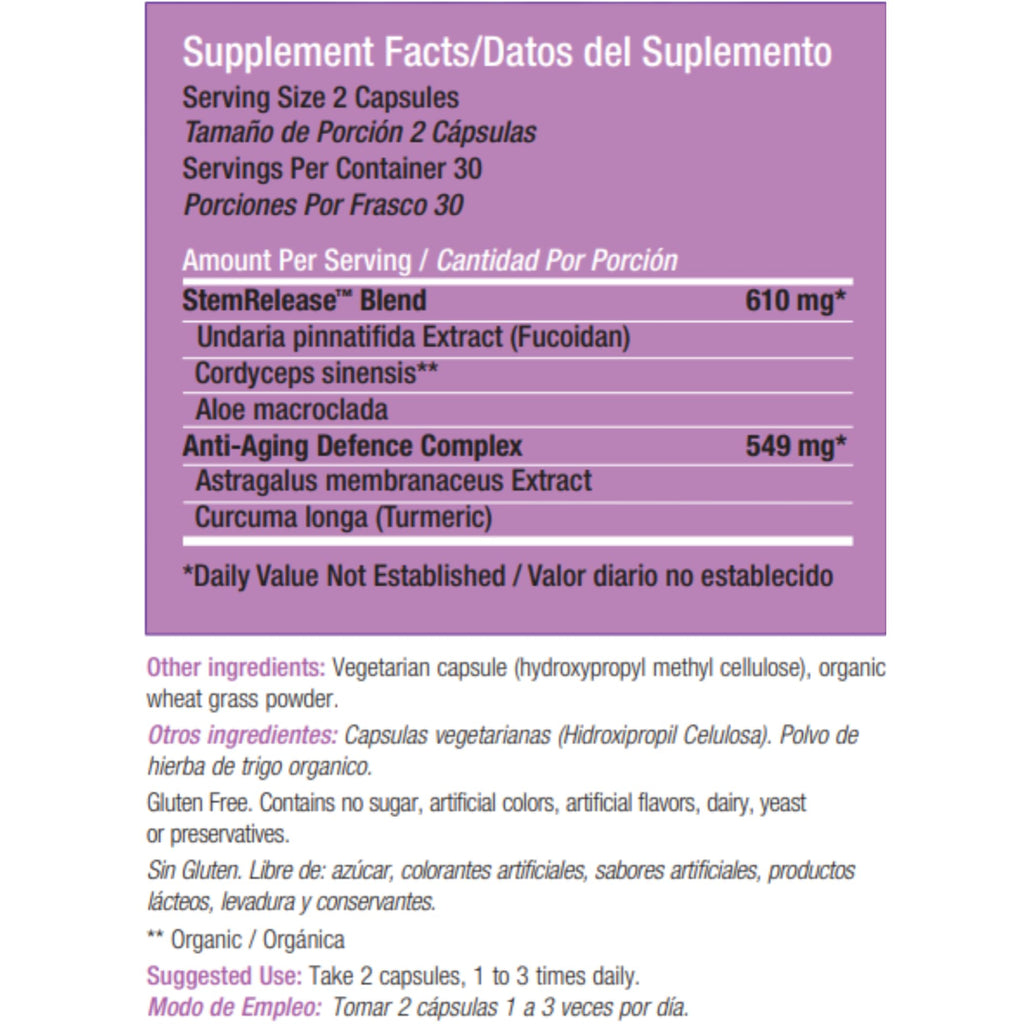 Stemtech Stemrelease3 Cutting-Edge Stem Cell Nutrition for Natural Renewal and Youthful Vitality, Exclusive Blend for Enhanced Telomere Health, 60 Capsules - TrustMedUSA