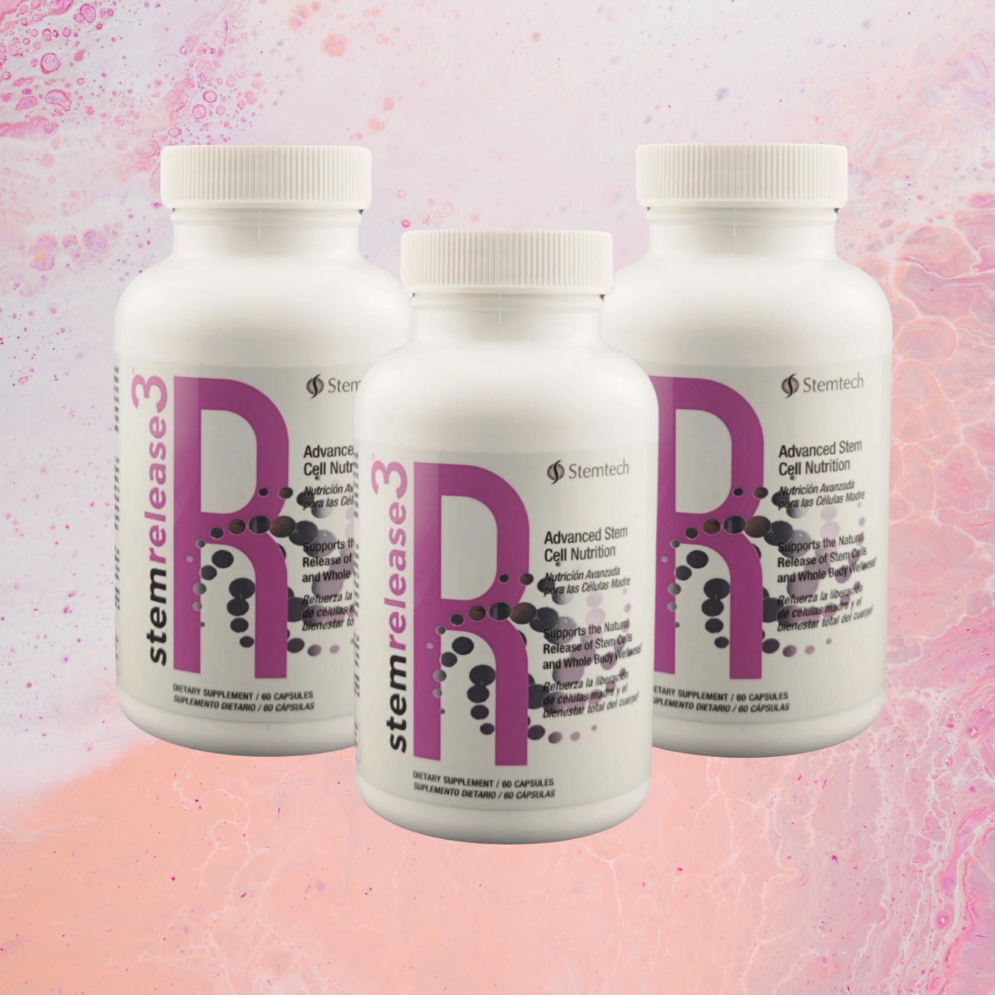 Stemtech Stemrelease3™ Cutting-Edge Stem Cell Nutrition for Natural Renewal and Youthful Vitality, Exclusive Blend for Enhanced Telomere Health 60 Capsules (3 Pack) - TrustMedUSA