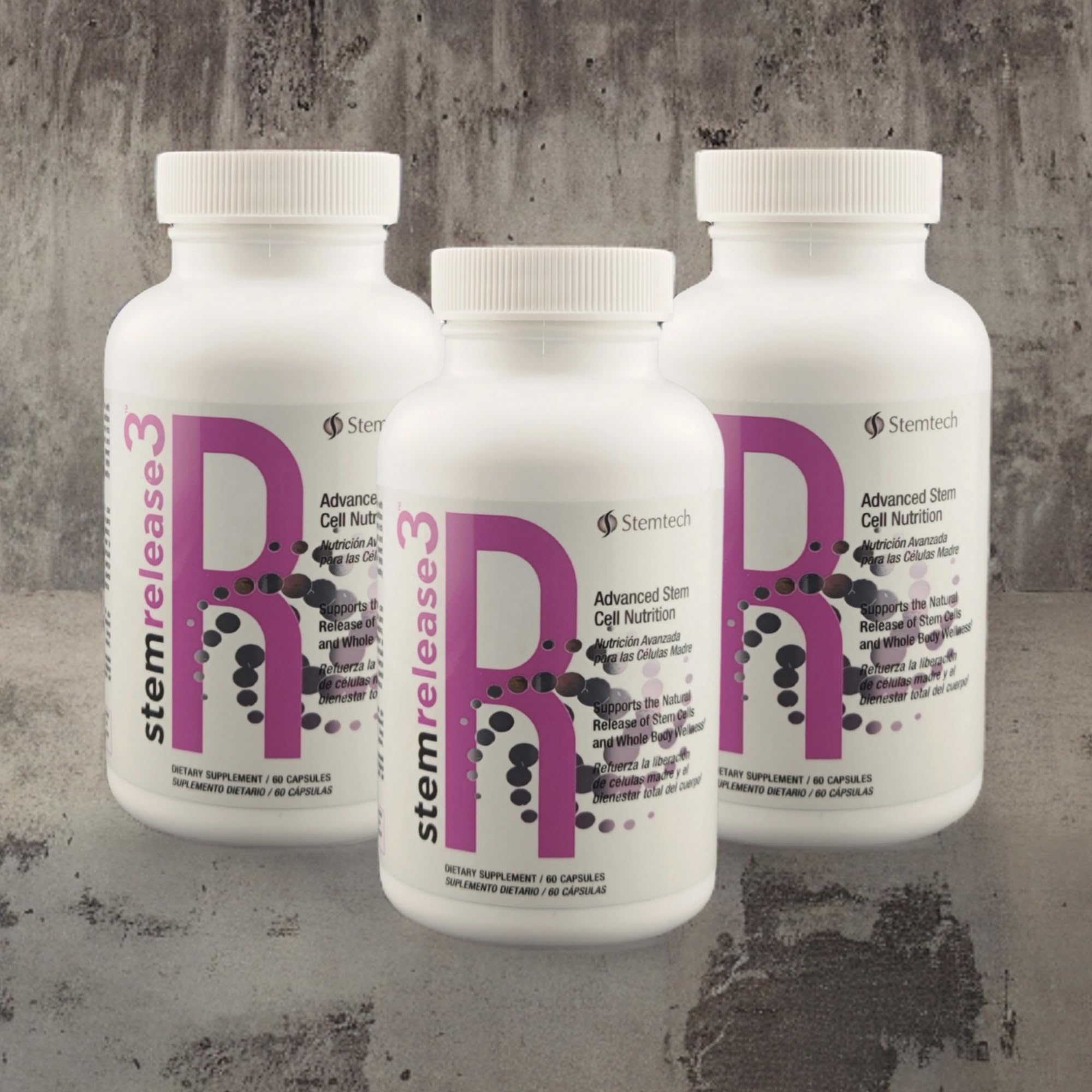 Stemtech Stemrelease3™ Cutting-Edge Stem Cell Nutrition for Natural Renewal and Youthful Vitality, Exclusive Blend for Enhanced Telomere Health 60 Capsules (3 Pack) - TrustMedUSA
