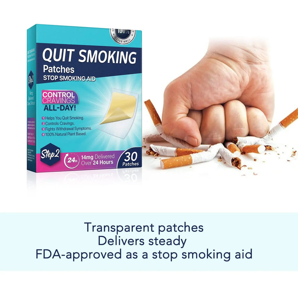Step 2 Quit Smoking Patches, 14mg Stop Smoking Aids Patches, 30 Count Quit Smoking Stickers that Work with 2 Weeks, Helping Quit Patch, Easy & Effective Anti-Stickers - TrustMedUSA