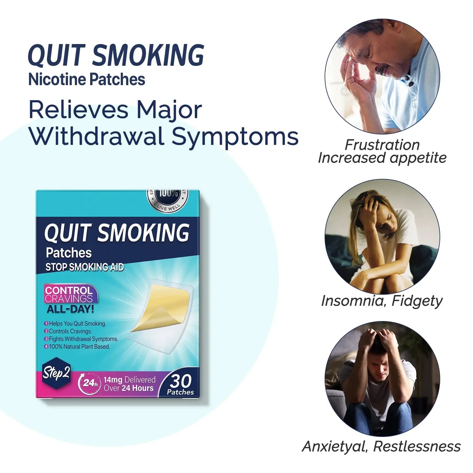 Step 2 Quit Smoking Patches, 14mg Stop Smoking Aids Patches, 30 Count Quit Smoking Stickers that Work with 2 Weeks, Helping Quit Patch, Easy & Effective Anti-Stickers - TrustMedUSA