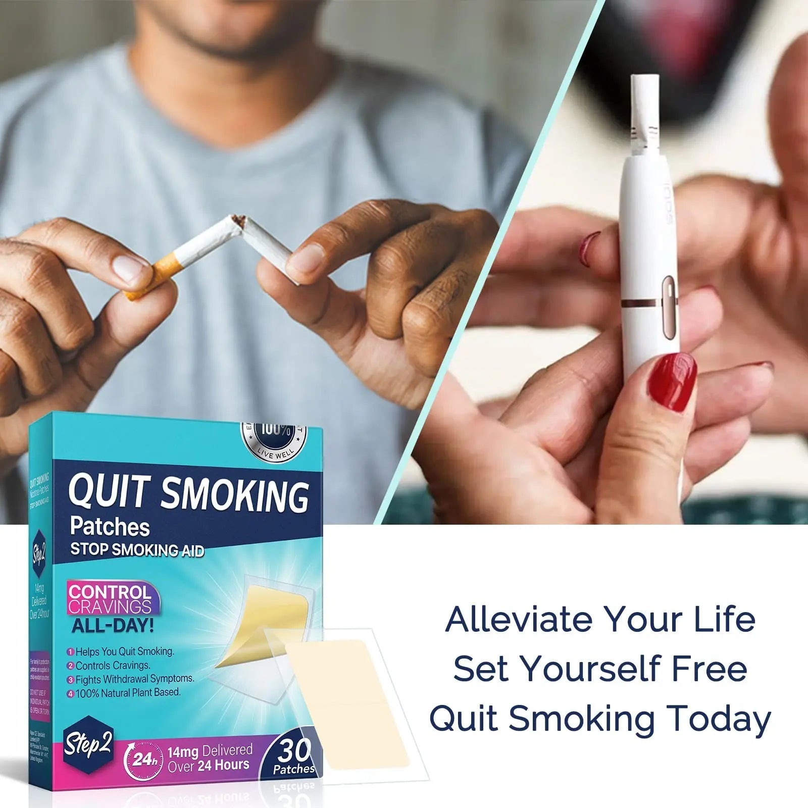Step 2 Quit Smoking Patches, 14mg Stop Smoking Aids Patches, 30 Count Quit Smoking Stickers that Work with 2 Weeks, Helping Quit Patch, Easy & Effective Anti-Stickers - TrustMedUSA