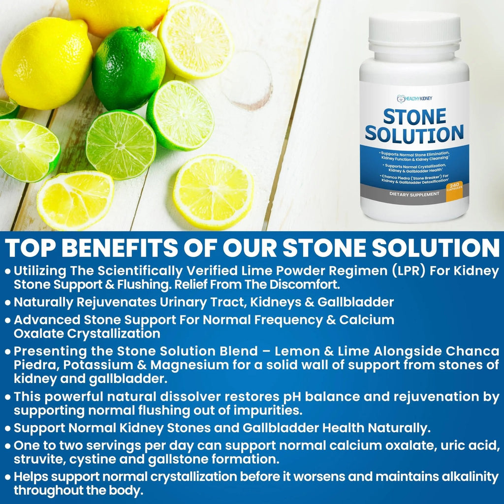 Stone Solution Capsules- Natural Dissolver, Kidney Stone Support & Kidney Cleanser Chanca Piedra Stone Breaker Gallbladder Cleanse, Flush & Stop Recurrence, Stone Relief 60 Servings - TrustMedUSA