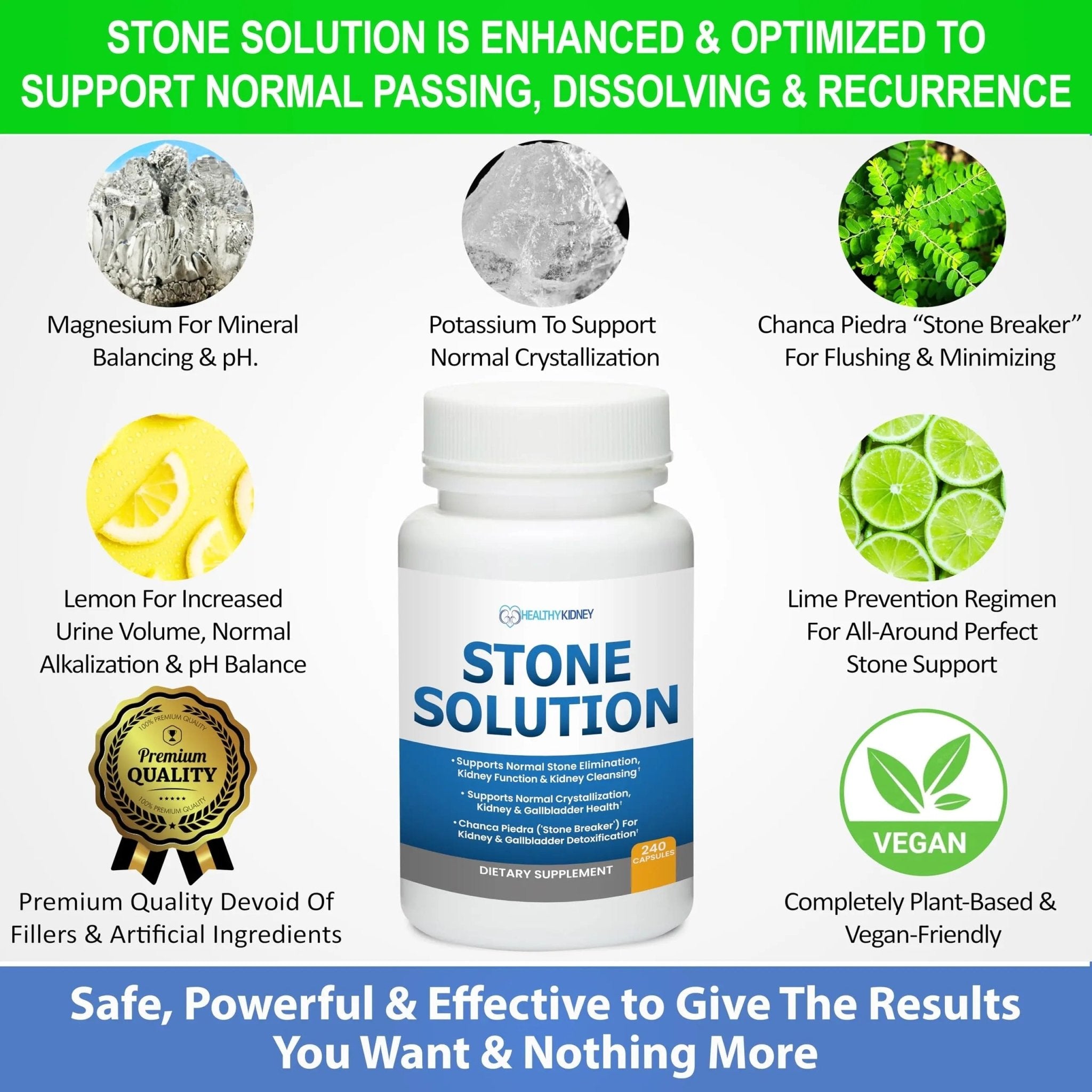 Stone Solution Capsules- Natural Dissolver, Kidney Stone Support & Kidney Cleanser Chanca Piedra Stone Breaker Gallbladder Cleanse, Flush & Stop Recurrence, Stone Relief 60 Servings - TrustMedUSA