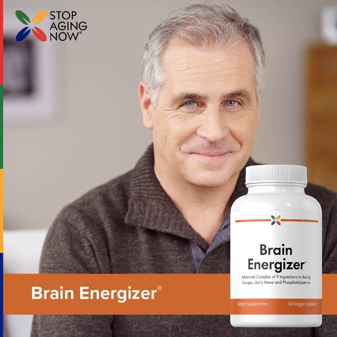 Stop Aging Now - Brain Supplement Complex - with Ginkgo Biloba, Lion's Mane, Bacopa, and DMAE - 60 Vegetarian Capsules - Advanced Blend - TrustMedUSA
