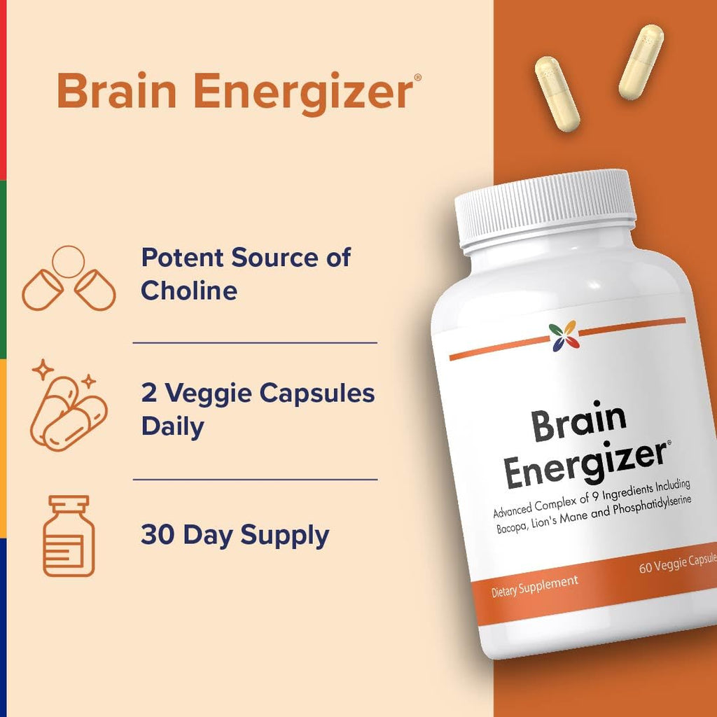 Stop Aging Now - Brain Supplement Complex - with Ginkgo Biloba, Lion's Mane, Bacopa, and DMAE - 60 Vegetarian Capsules - Advanced Blend - TrustMedUSA