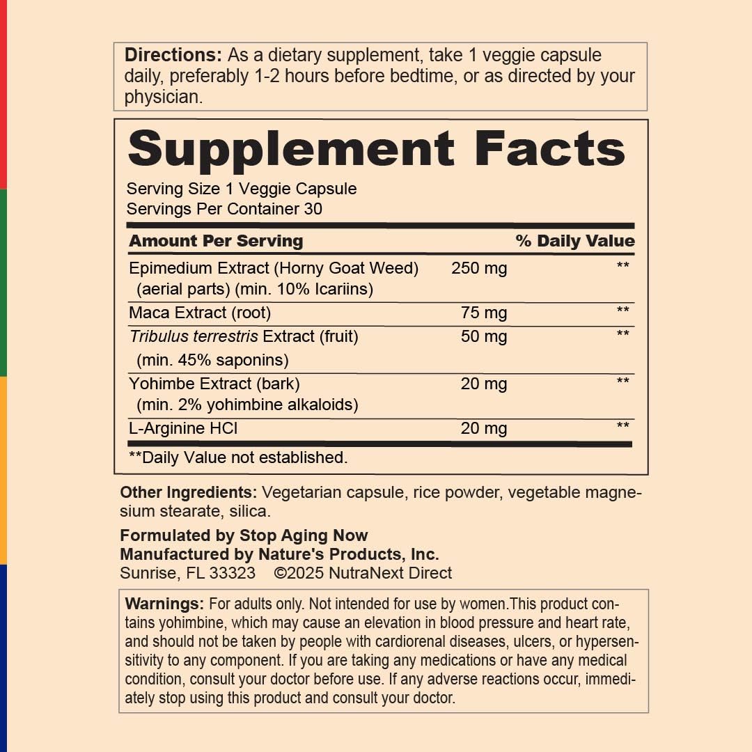 Stop Aging Now - Dynamic Man - Complex Supplement - 30 Vegetarian Capsules - TrustMedUSA