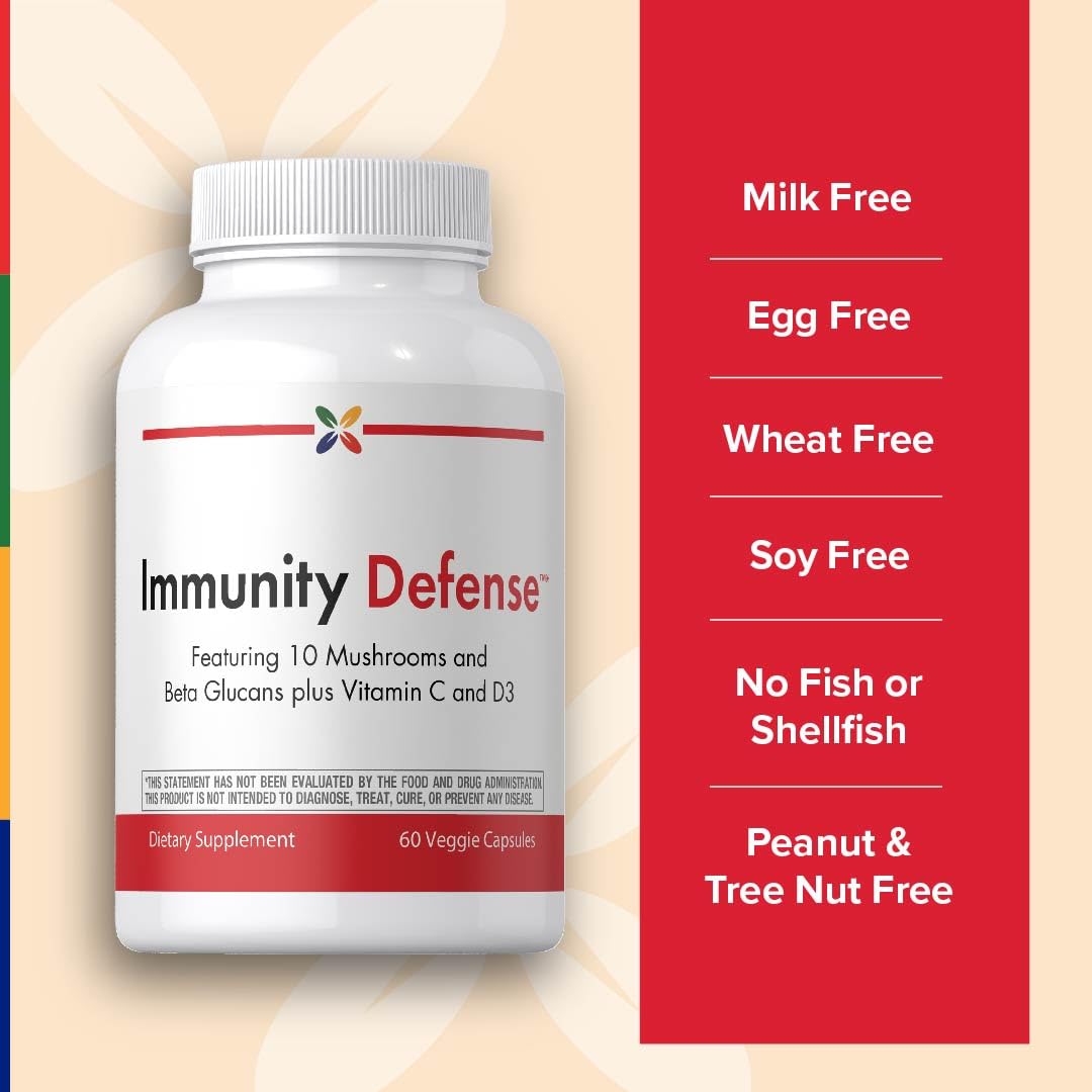 Stop Aging Now - Immune Support - with Vitamin C, Vitamin D3 and Mushroom Complex - 60 Vegetarian Capsules - TrustMedUSA