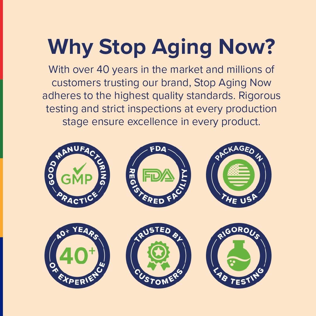 Stop Aging Now - Immune Support - with Vitamin C, Vitamin D3 and Mushroom Complex - 60 Vegetarian Capsules - TrustMedUSA