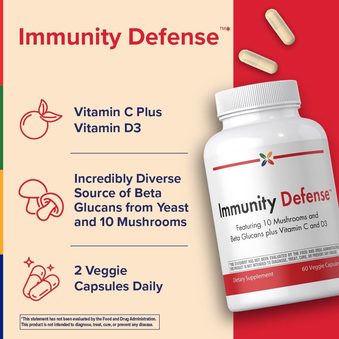 Stop Aging Now - Immune Support - with Vitamin C, Vitamin D3 and Mushroom Complex - 60 Vegetarian Capsules - TrustMedUSA