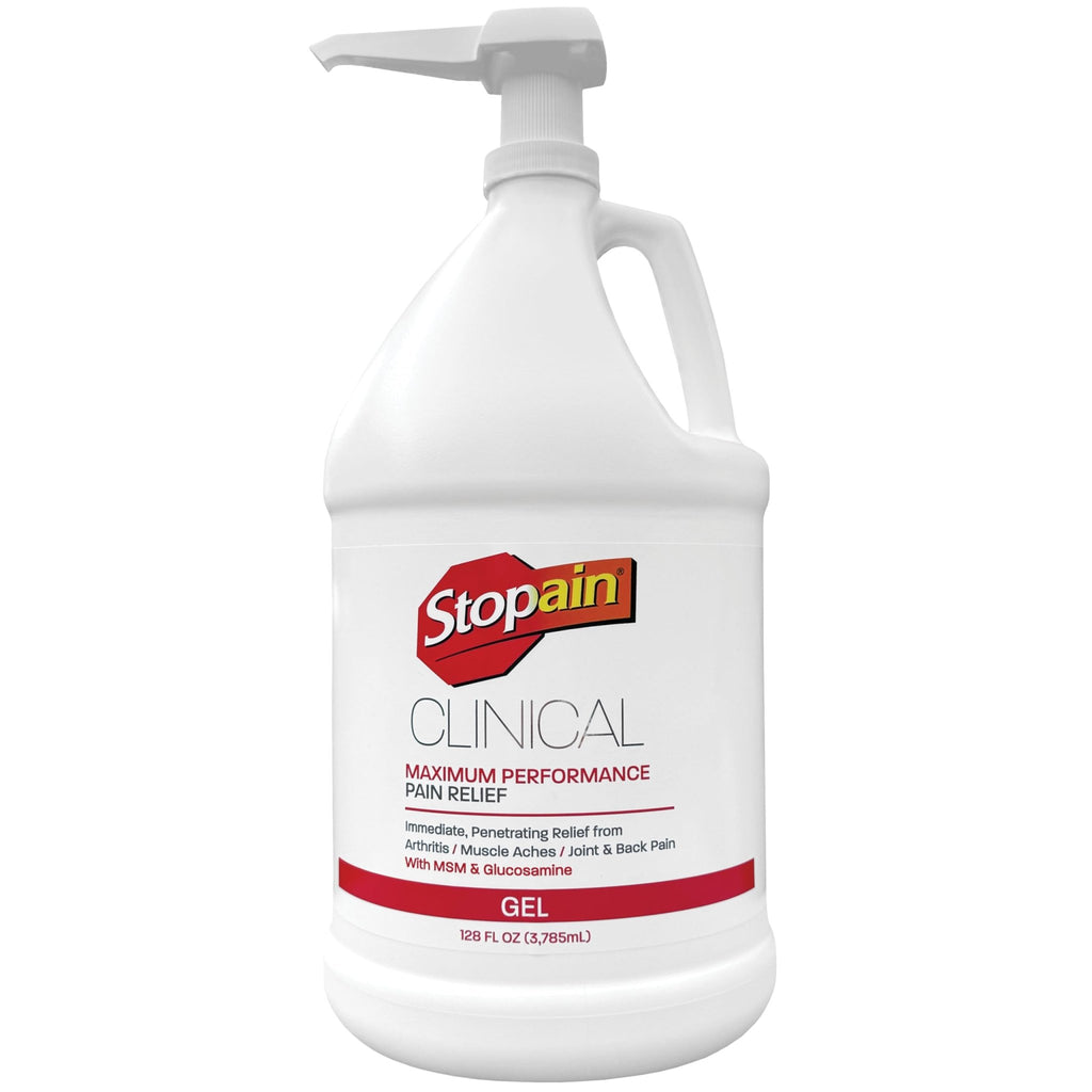 Stopain Clinical Pain Relief Gel 1 Gallon - Professional Formula for Arthritis, Knee, Back & Muscle Pain - Maximum Strength Gel for Joint & Nerve Pains with 10% Menthol Plus Glucosamine - Made in USA - TrustMedUSA