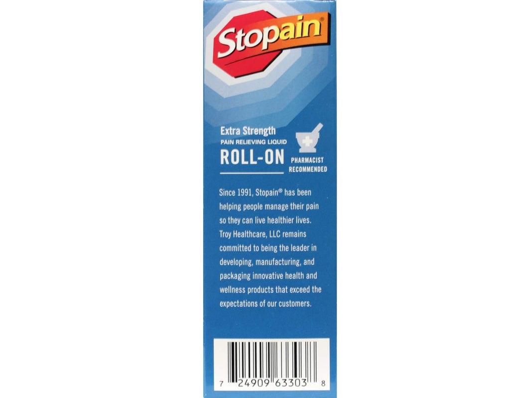 Stopain Pain Relief Roll On Gel 3oz (4 Pack) USA Made, Max Strength Fast Acting with MSM, Glucosamine, Menthol for Lower Back, Knee, Neck, HSA FSA Approved Topical Analgesic Products - TrustMedUSA
