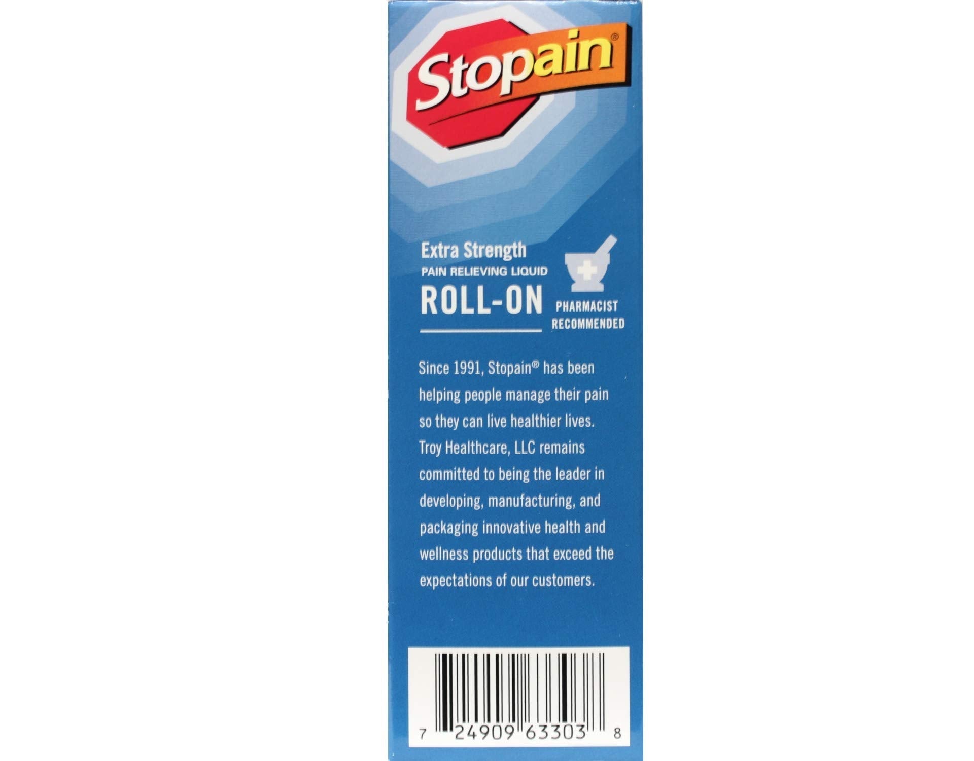 Stopain Pain Relief Roll On Gel 3oz (4 Pack) USA Made, Max Strength Fast Acting with MSM, Glucosamine, Menthol for Lower Back, Knee, Neck, HSA FSA Approved Topical Analgesic Products - TrustMedUSA