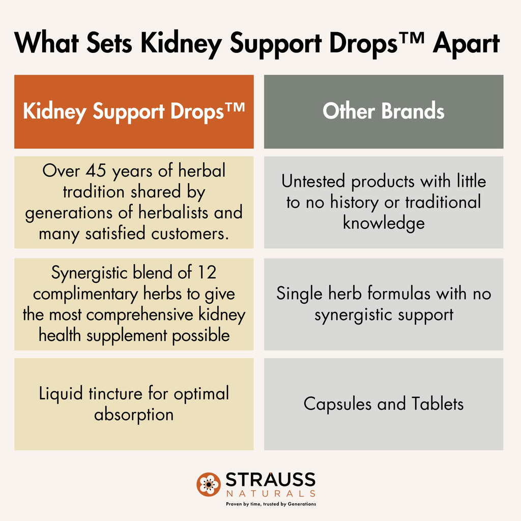 Strauss Naturals Kidney Support Drops – Herbal Kidney Support Supplement for Men and Women – Helps with Kidney Health and Urinary Tract Function – Vegan & Non-GMO – Spearmint Flavored – 100 ml Bottle - TrustMedUSA