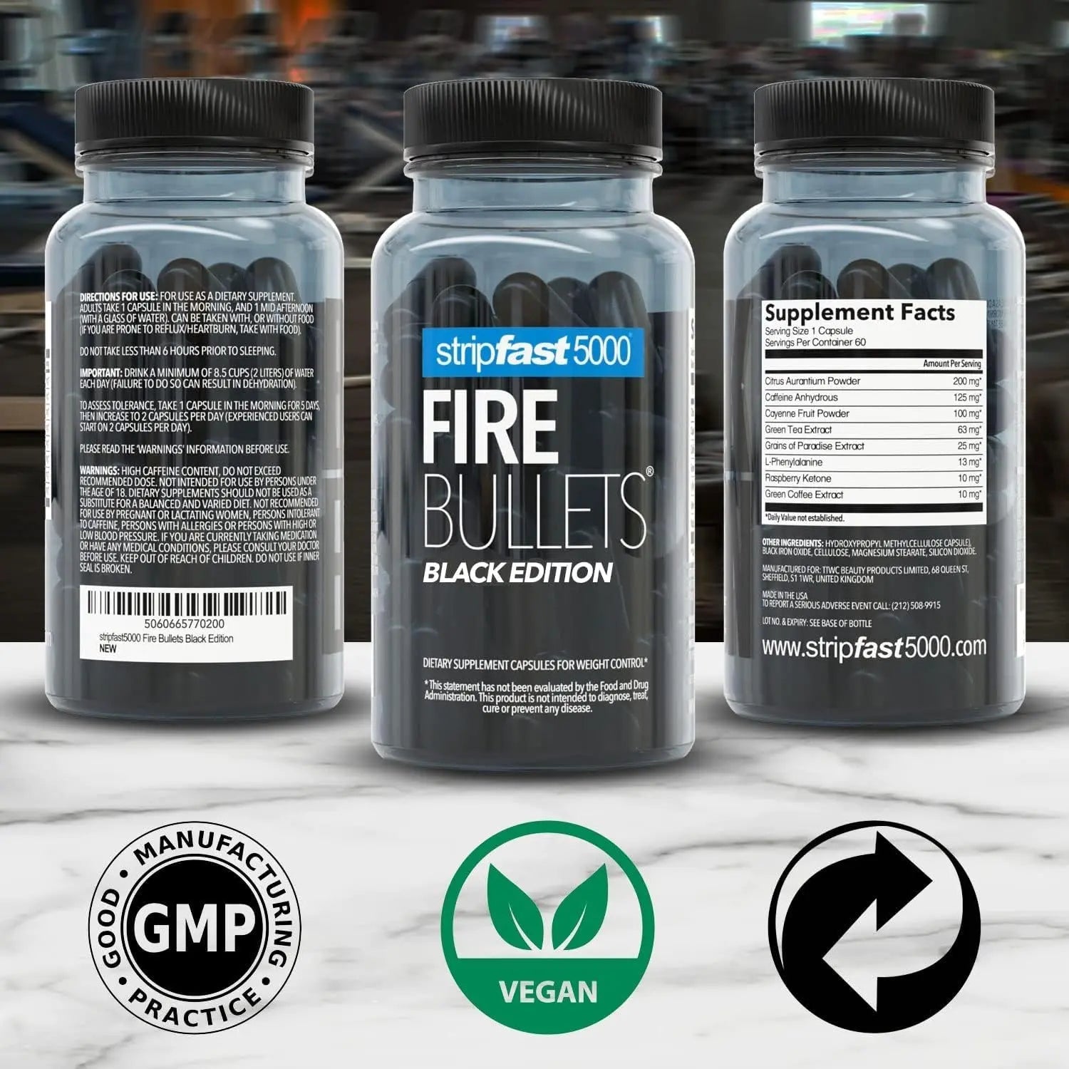 stripfast5000 Fire Bullets Max Strength Black Edition for Women and Men - TrustMedUSA