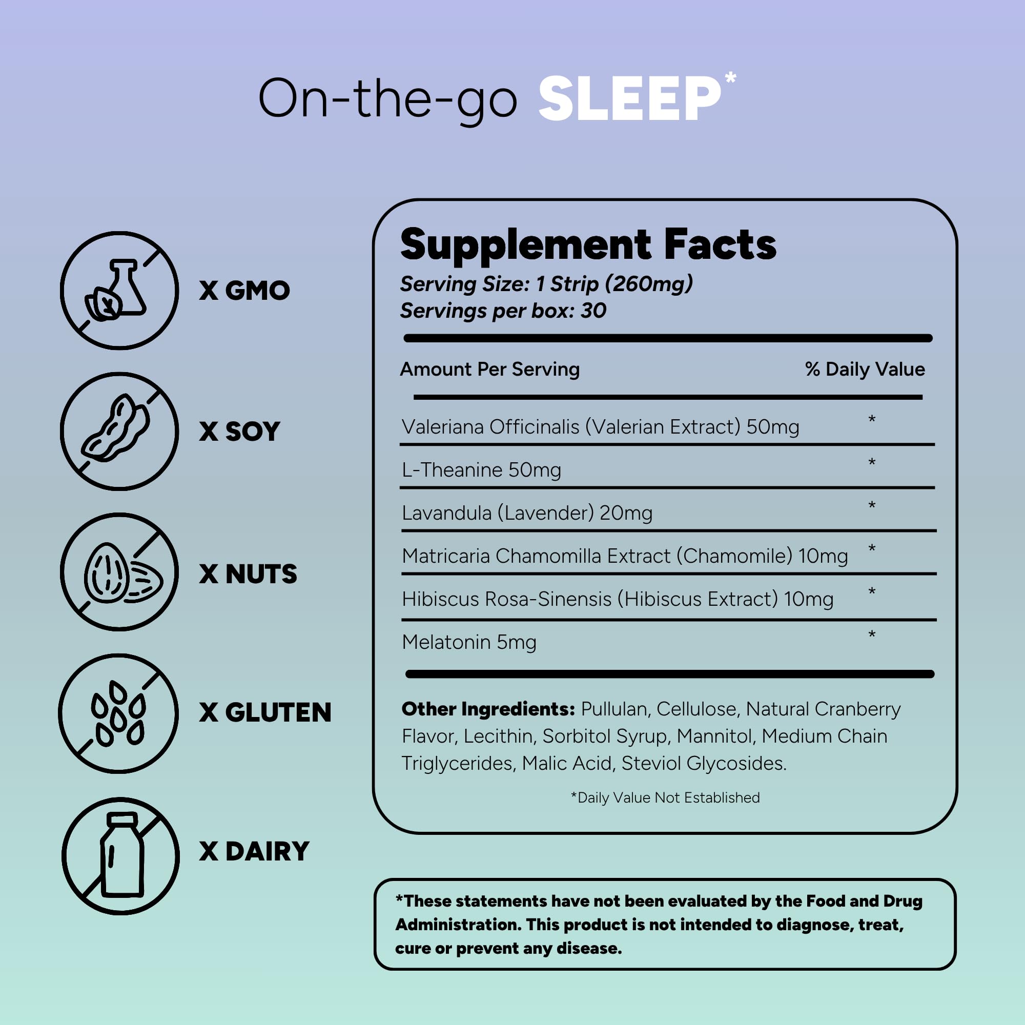 STRIPPIES Dissolvable Sleep Strips – Fast-Acting Melatonin 5mg with L-Theanine, Lavender, Chamomile, Hibiscus & Valerian – Natural Cranberry Flavor – 90 Strips - TrustMedUSA