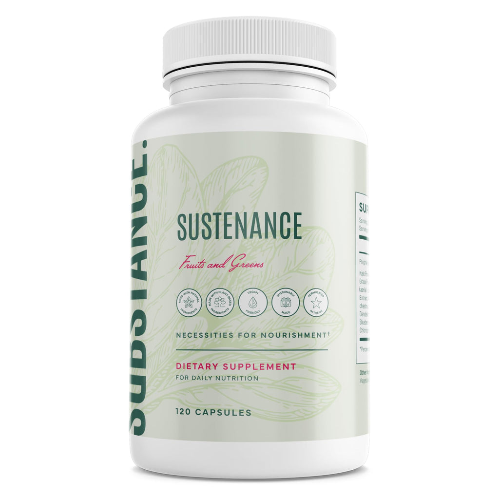 SUBSTANCE. - Nature's Sustenance Daily Greens, Daily Fruit and Veggies Supplement - Enhance Energy, Mental Clarity - Fruits and Vegetables Supplements - US Made, Vegan-Friendly - 30 Servings. - TrustMedUSA