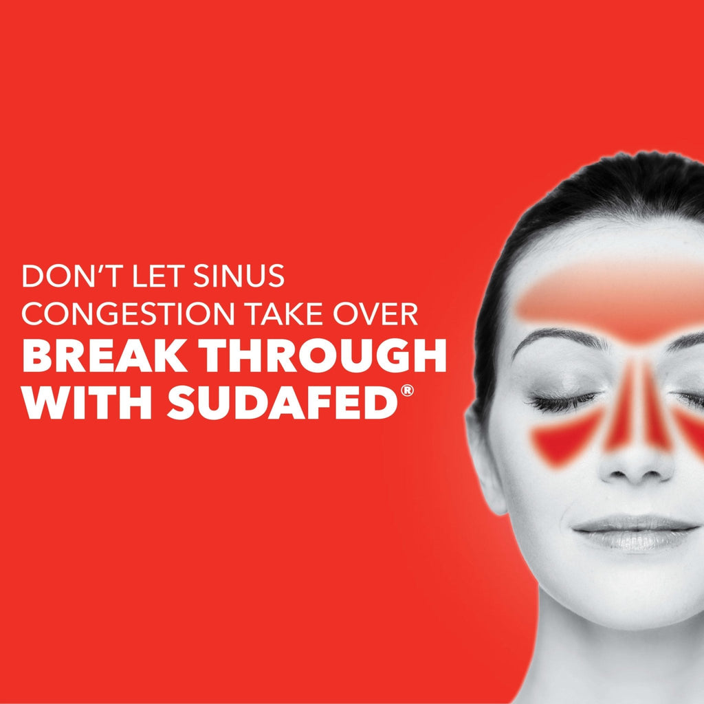 Sudafed PE Head Congestion + Mucus Relief Tablets for Sinus Pressure, Congestion, & Headache, Non-Drowsy Decongestant with Acetaminophen, Guaifenesin & Phenylephrine HCI, 24 ct - Maple Wellness Supplements