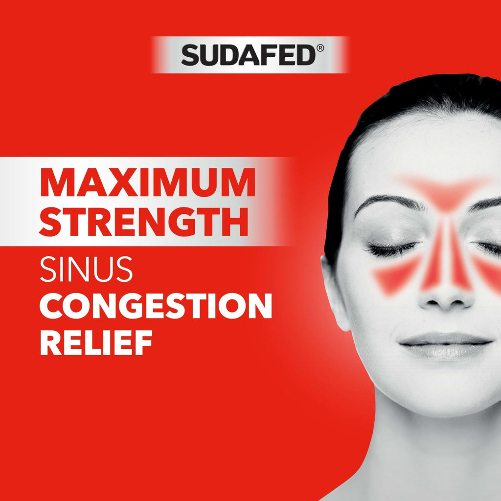 Sudafed PE Sinus Congestion Relief Tablets, Maximum Strength, Non-Drowsy 10 mg Phenylephrine HCI Decongestant for Sinus Pressure & Nasal Congestion Relief, Due to Cold or Allergies, 36 ct - Maple Wellness Supplements