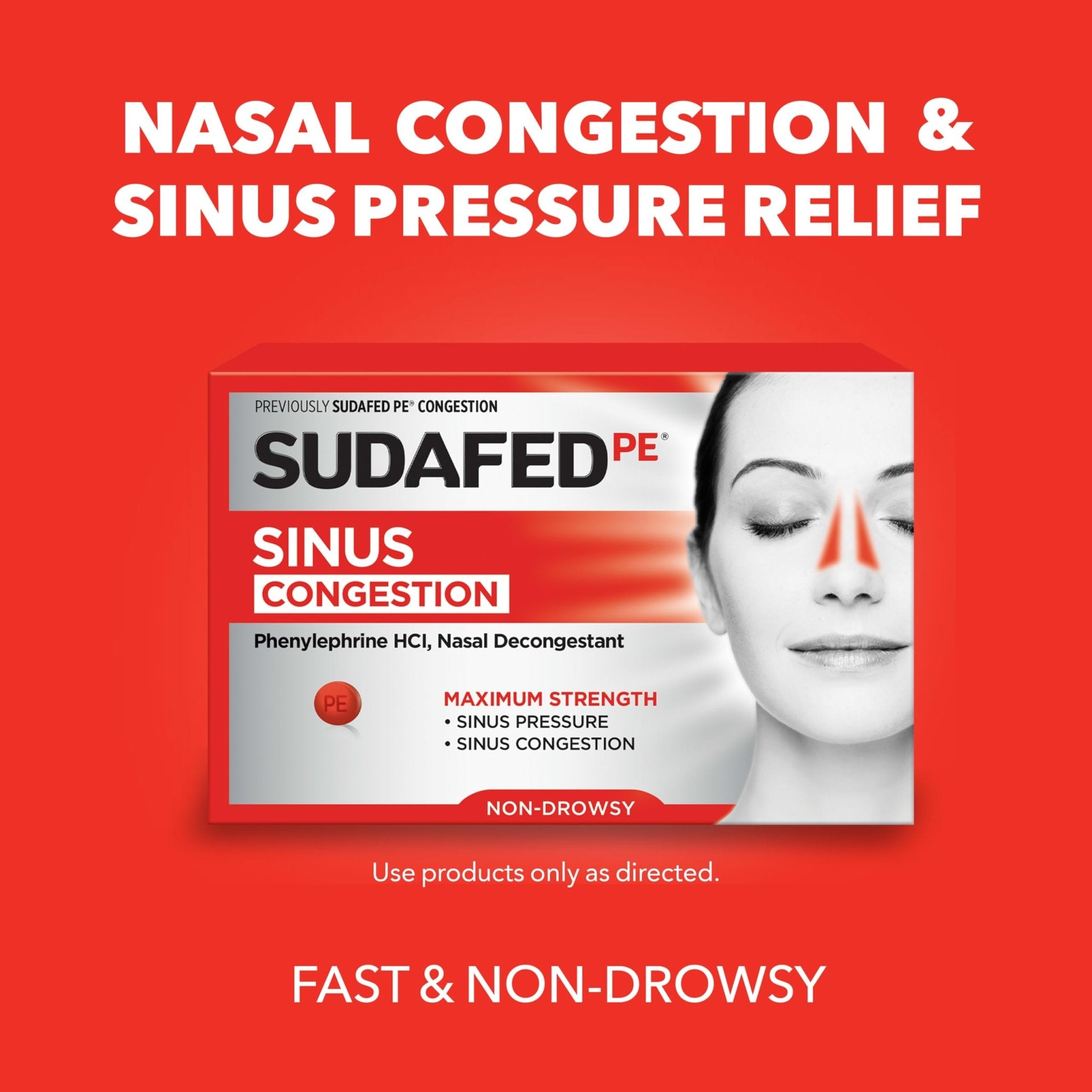 Sudafed PE Sinus Congestion Relief Tablets, Maximum Strength, Non-Drowsy 10 mg Phenylephrine HCI Decongestant for Sinus Pressure & Nasal Congestion Relief, Due to Cold or Allergies, 36 ct - Maple Wellness Supplements