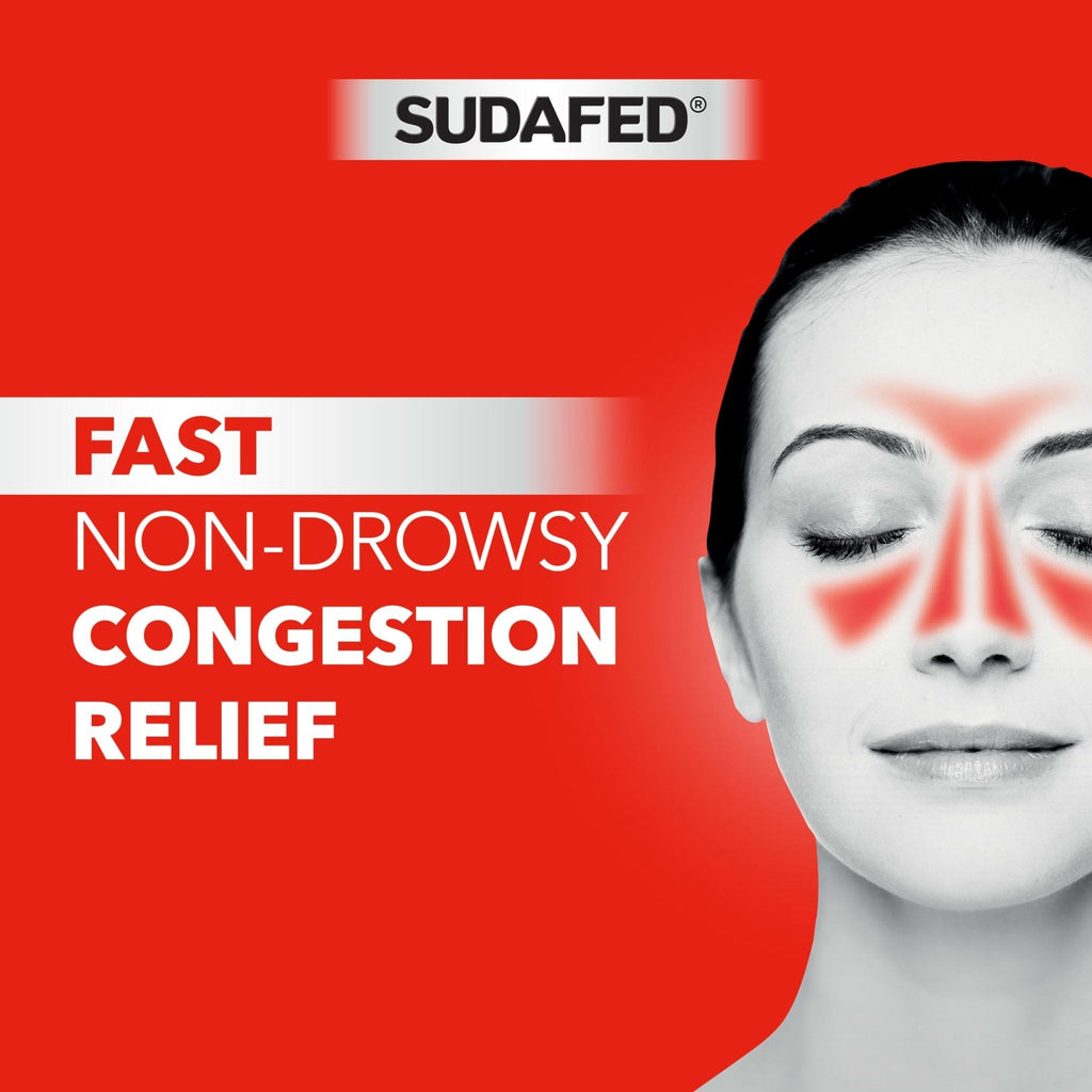 Sudafed PE Sinus Pressure + Pain Relief Tablets, Maximum Strength, Non-Drowsy, OTC Sinus Relief Medicine with Acetaminophen Pain Reliever & Phenylephrine HCl Nasal Decongestant, 24 ct - Maple Wellness Supplements