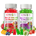 Sugar-Free Fruits & Veggies Gummies, Super Greens with 23 Fruits & 25 Veggies, Multivitamin Minerals & Fiber, Vegan Fruit & Vegetable Supplement for Adults, 120 Gummies, 2 Month Supply - TrustMedUSA