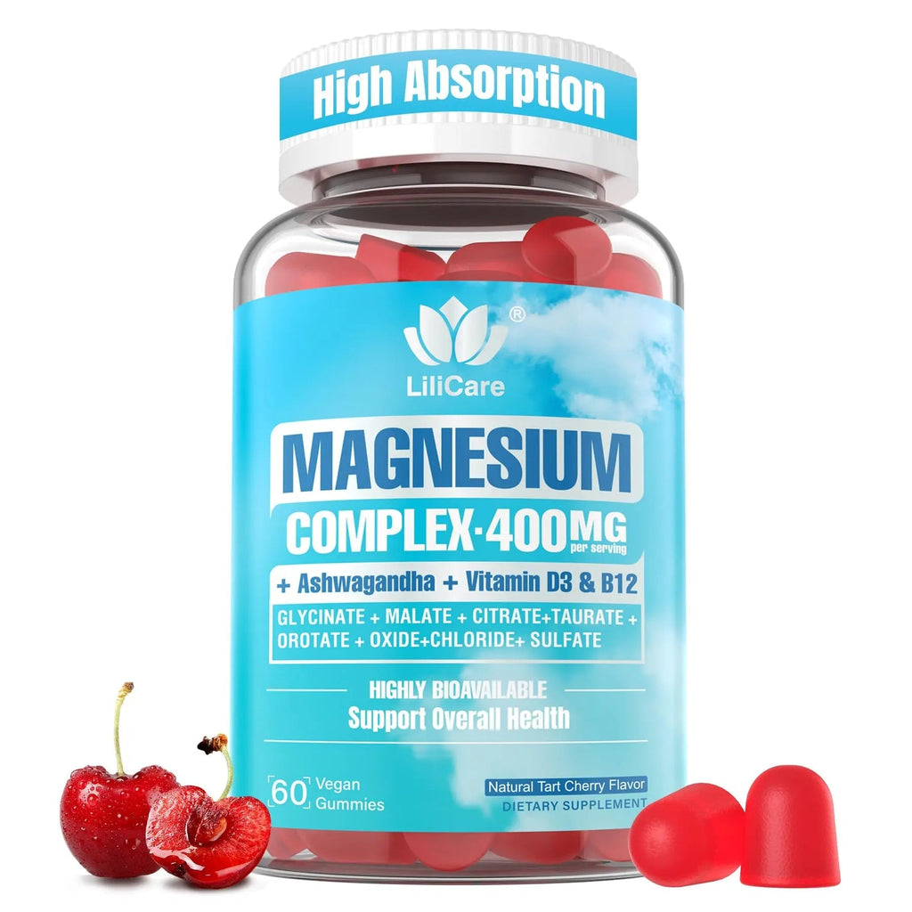 Sugar Free Magnesium Complex for Women, Calm Magnesium Gummies for Adults 400mg, Magnesium Glycinate, Citrate, Malate & More- Magnesium Gummy with Magnesium Ashwagandha, D3, B12 for Relax, Calm, Vegan - TrustMedUSA