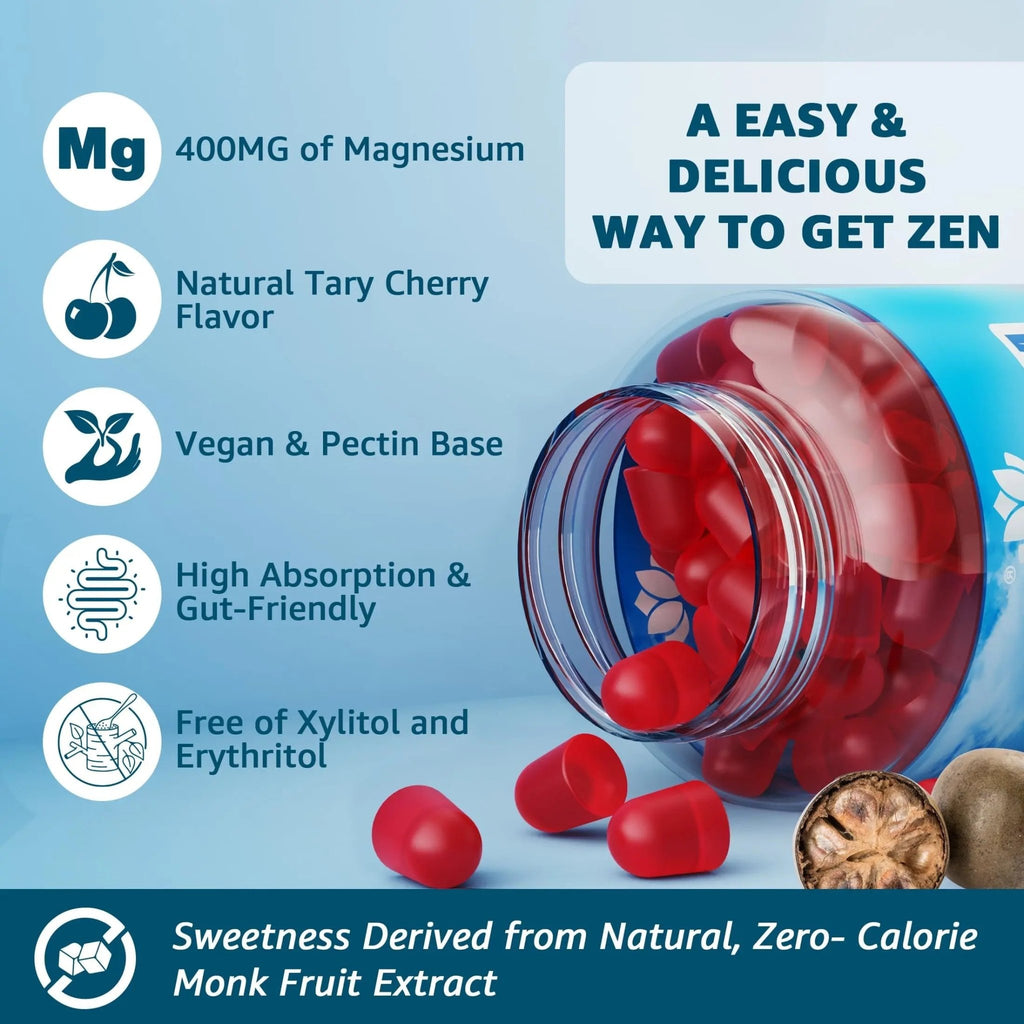Sugar Free Magnesium Complex for Women, Calm Magnesium Gummies for Adults 400mg, Magnesium Glycinate, Citrate, Malate & More- Magnesium Gummy with Magnesium Ashwagandha, D3, B12 for Relax, Calm, Vegan - TrustMedUSA