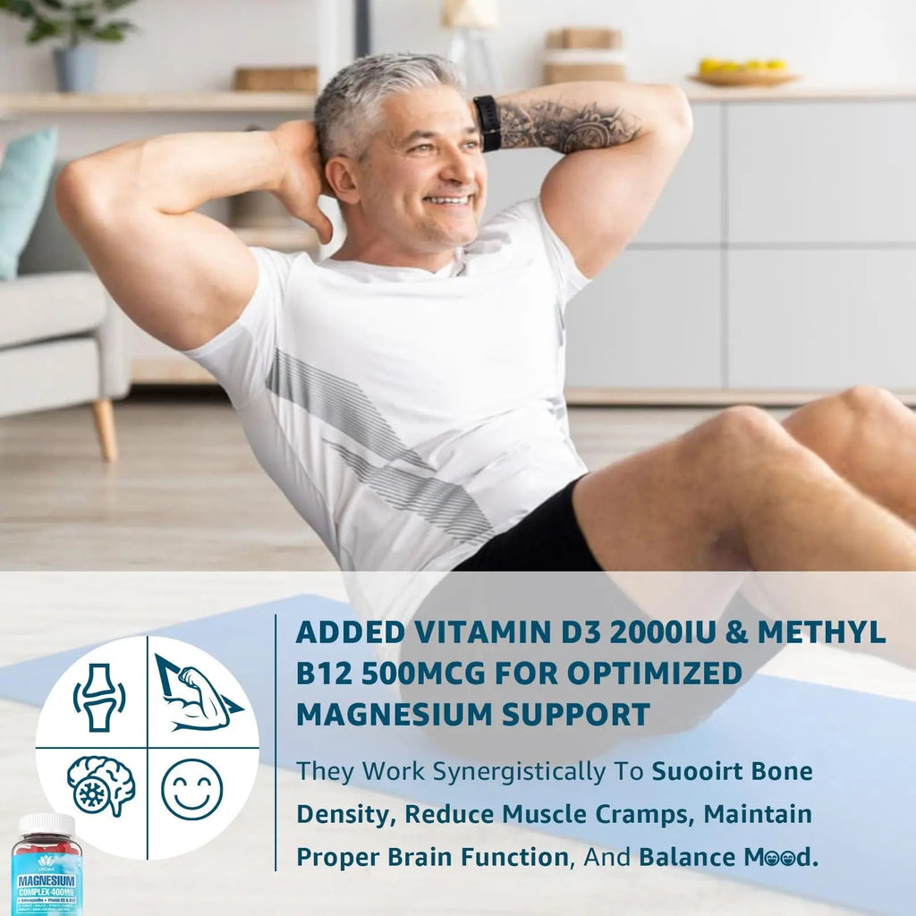 Sugar Free Magnesium Complex for Women, Calm Magnesium Gummies for Adults 400mg, Magnesium Glycinate, Citrate, Malate & More- Magnesium Gummy with Magnesium Ashwagandha, D3, B12 for Relax, Calm, Vegan - TrustMedUSA