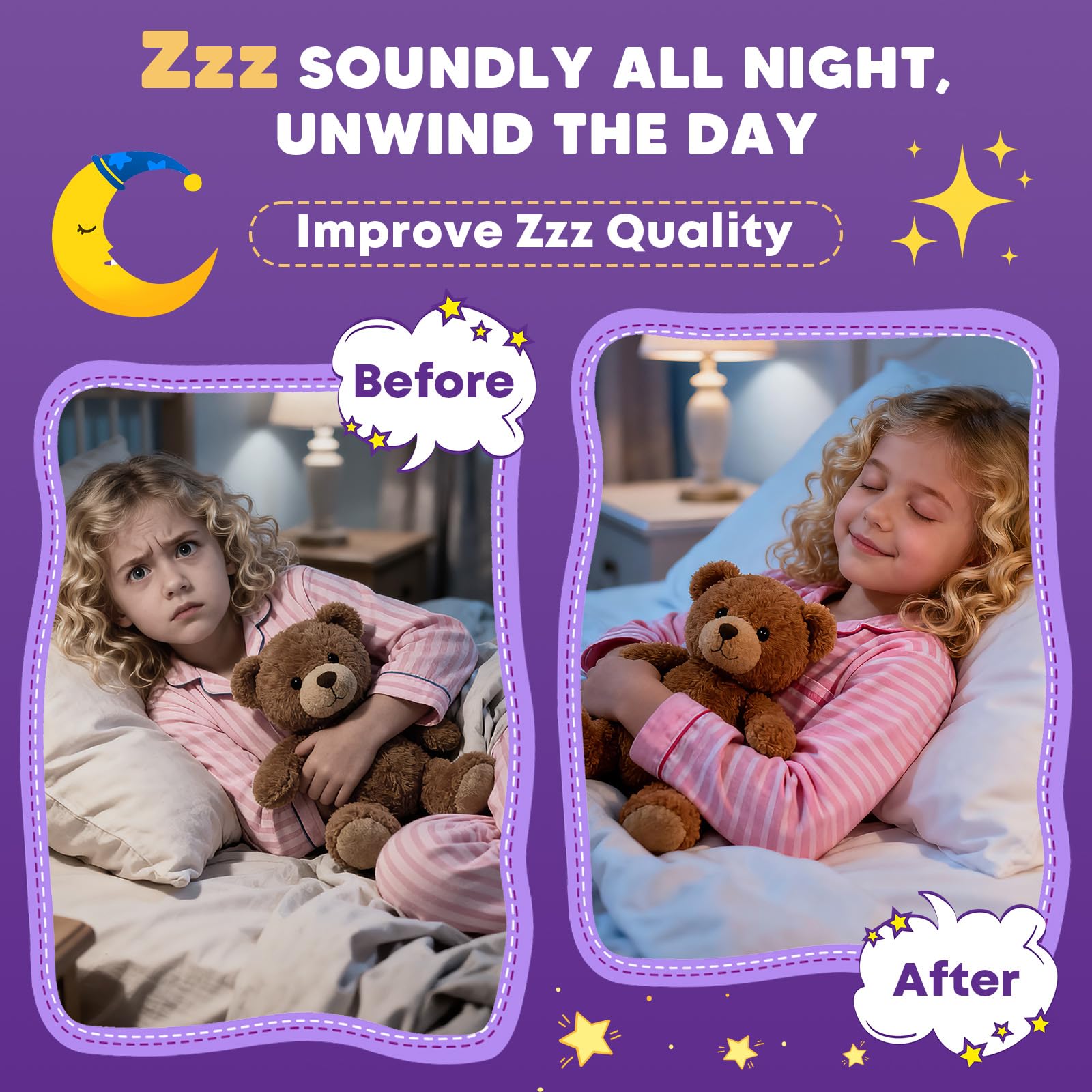 Sugar Free Magnesium Glycinate Gummies for Kids & Adults - Zzz Support, Relaxation & Cognition Support, 200/400mg Magnesium Gummies with L-Theanine, GABA, Calcium, B6, D3, C & K2, Grape Flavor, 60 Ct - TrustMedUSA