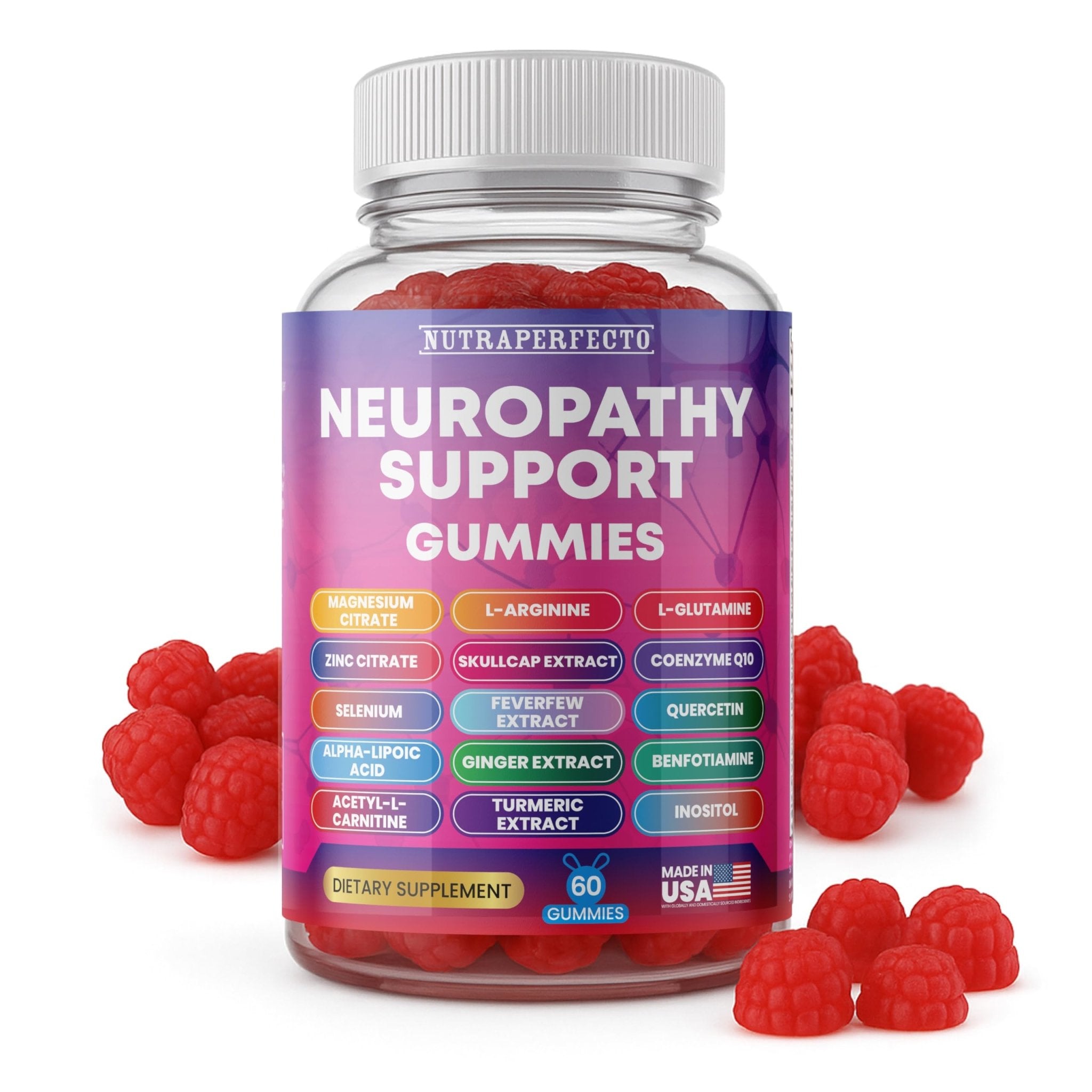 Sugar Free Neuropathy Support Gummies for Nerve – Enhanced Nerve Health, Regeneration, Cognitive Support with Vitamin B1, B6, B12, Magnesium, ALA, Turmeric, CoQ10 & More - TrustMedUSA
