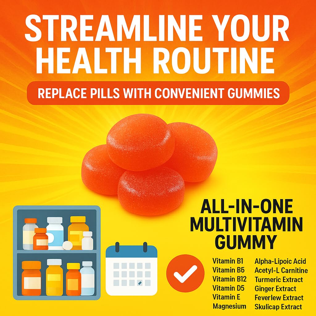 Sugar Free Neuropathy Support Gummies for Nerve – Enhanced Nerve Health, Regeneration, Cognitive Support with Vitamin B1, B6, B12, Magnesium, ALA, Turmeric, CoQ10 & More - TrustMedUSA