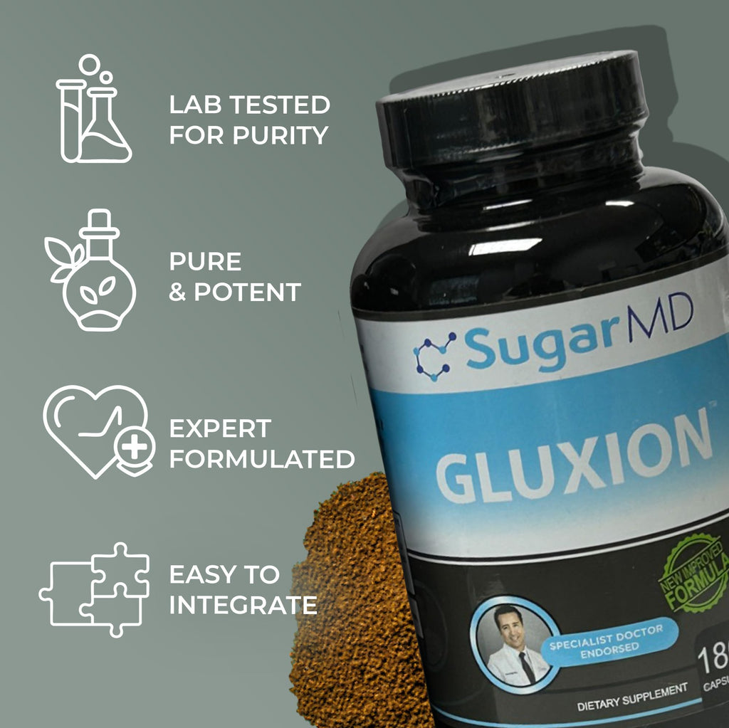 SugarMD GLUXION 3X Strength Formula | Advanced Botanical & Nutrient Blend for Spike Control| Vegan, Non-GMO, 180 Capsules - TrustMedUSA