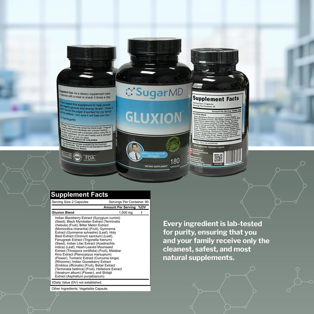 SugarMD GLUXION 3X Strength Formula | Advanced Botanical & Nutrient Blend for Spike Control| Vegan, Non-GMO, 180 Capsules - TrustMedUSA