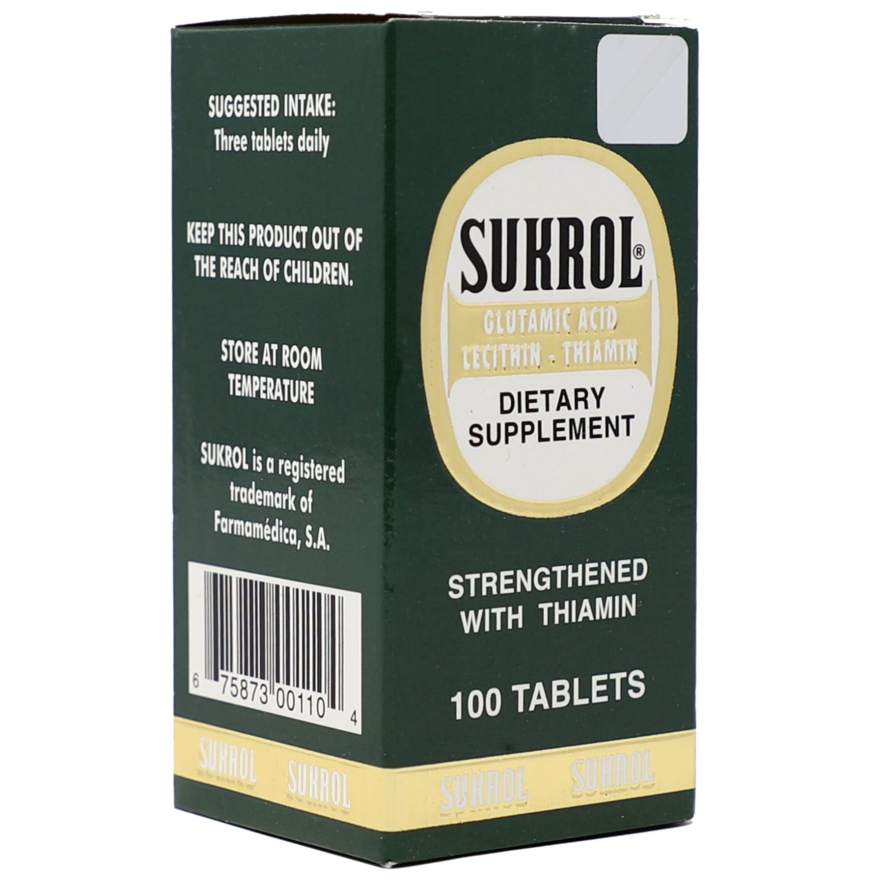 Sukrol, Vitamin, Improve Healthy Brain Function, 100 Tablets, Bottle - TrustMedUSA