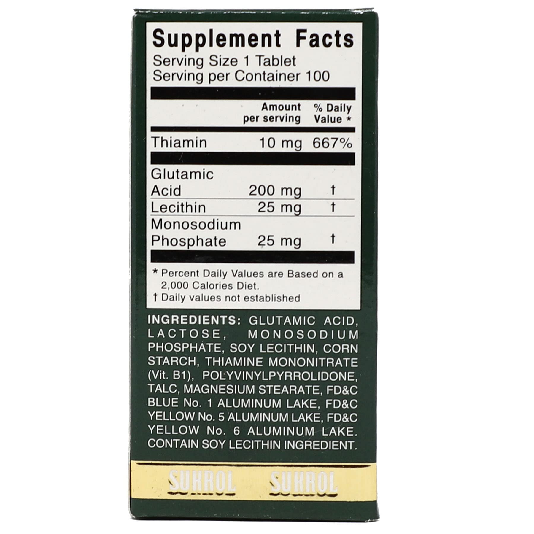 Sukrol, Vitamin, Improve Healthy Brain Function, 100 Tablets, Bottle - TrustMedUSA