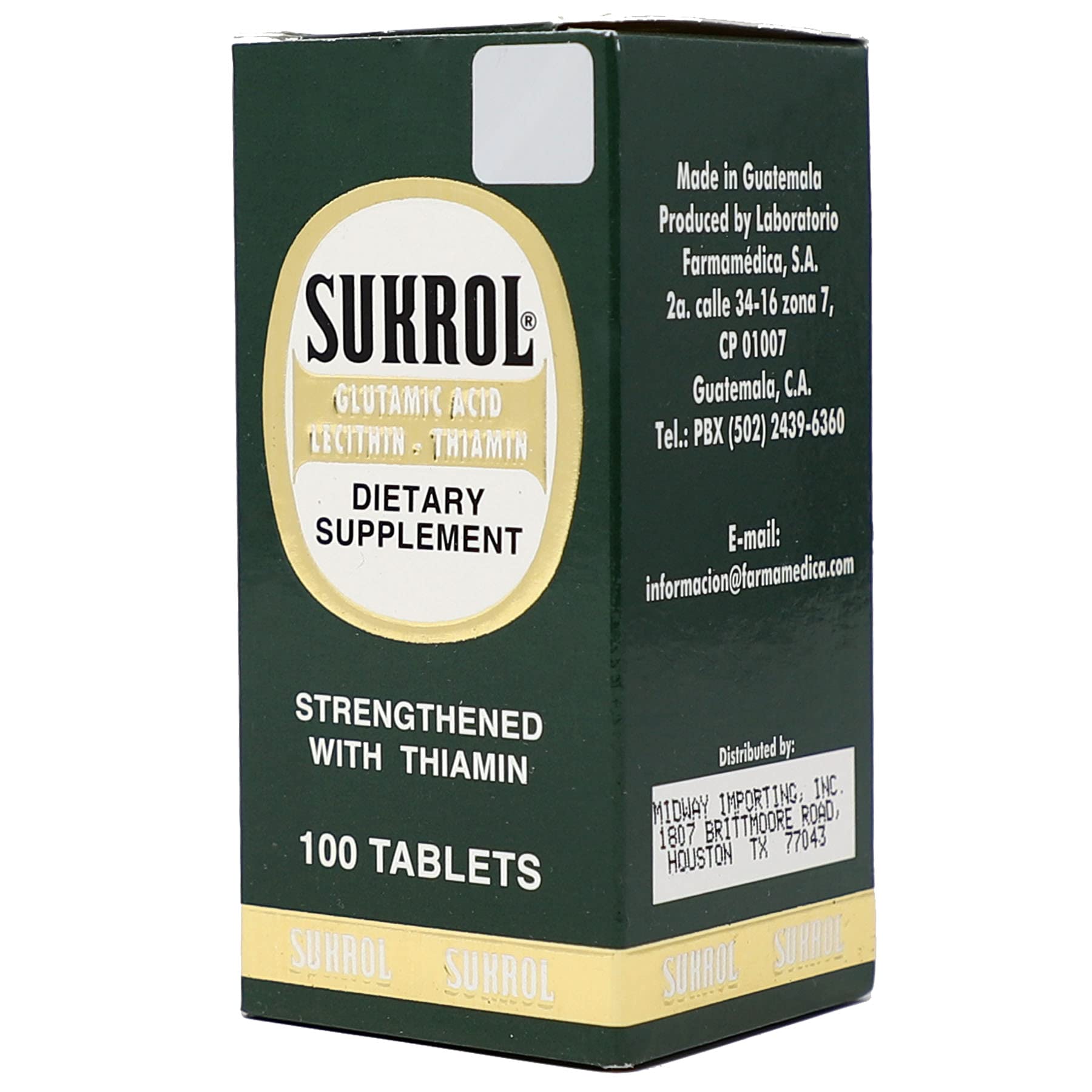 Sukrol, Vitamin, Improve Healthy Brain Function, 100 Tablets, Bottle - TrustMedUSA