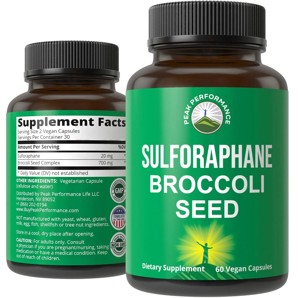 Sulforaphane Supplement 20mg + Broccoli Seed Extract Vegan Capsules. Activated - TrustMedUSA