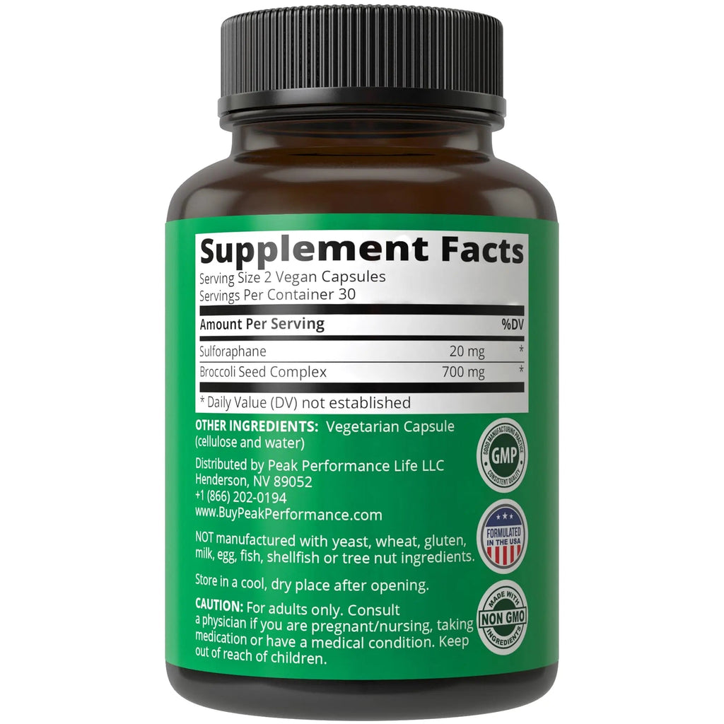 Sulforaphane Supplement 20mg + Broccoli Seed Extract Vegan Capsules. Activated - TrustMedUSA