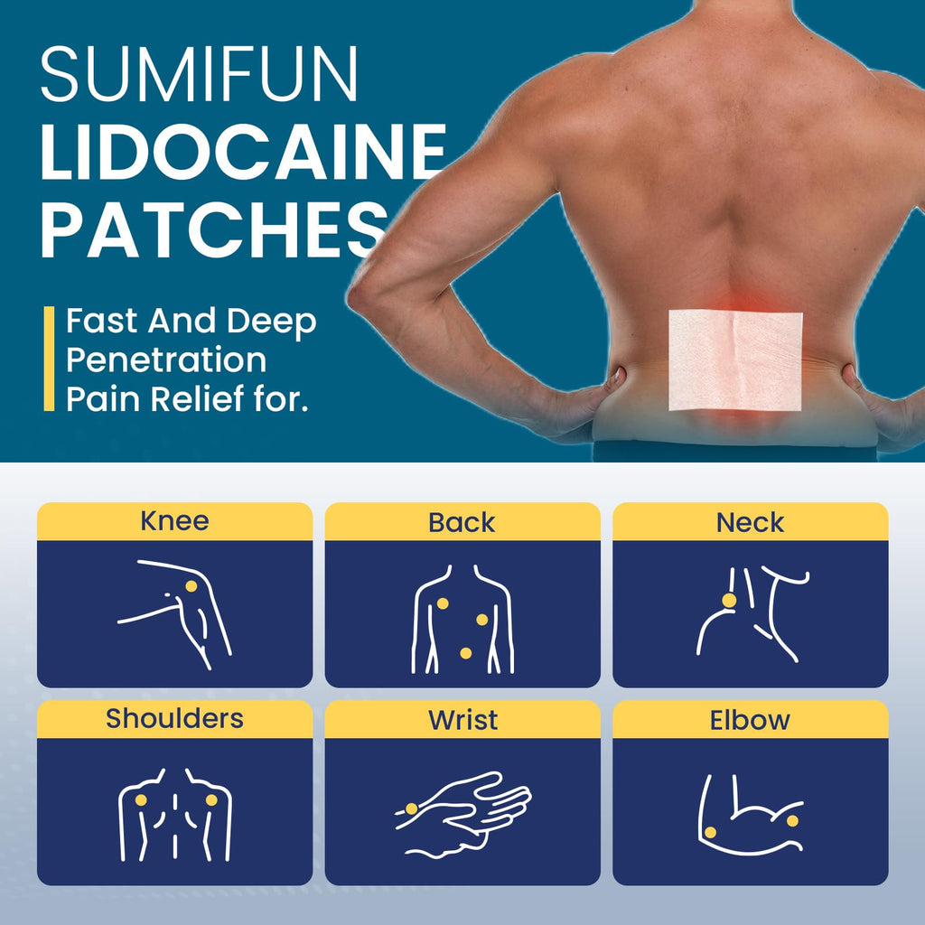 Sumifun 4% Lidocaine Pain Relief Patches 30 Count Maximum Strength Numbing Gel Patch for Back Knee Neck Joint Ache Muscle Soreness Topical Analgesic - Maple Wellness Supplements