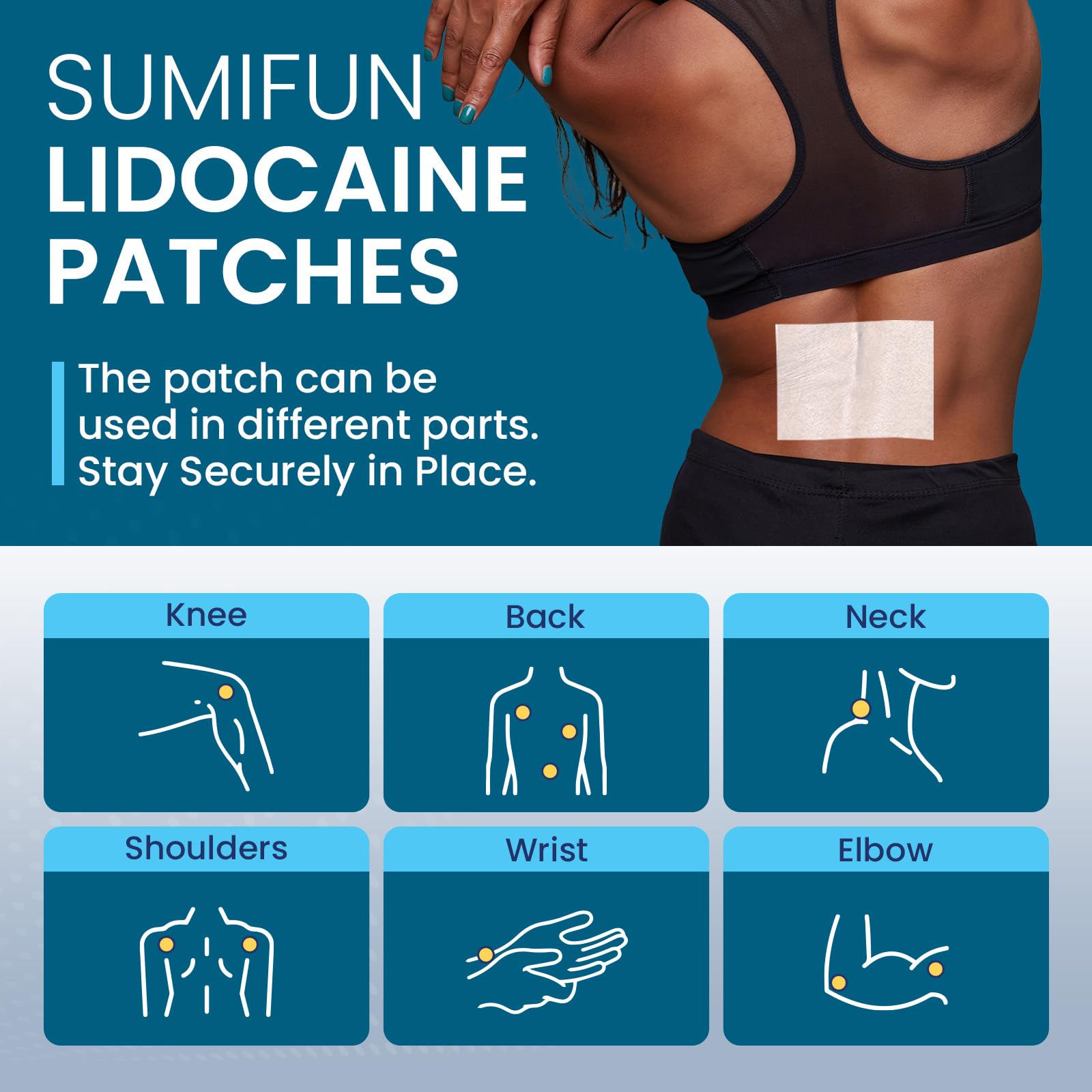 Sumifun 4% Lidocaine Patches, Long Lasting Plaster Patch for Knee, Shoulder, Muscle, Joints with Natural Ingredients, Extended Patch with Lidocaine (Large, Count, 18) - TrustMedUSA
