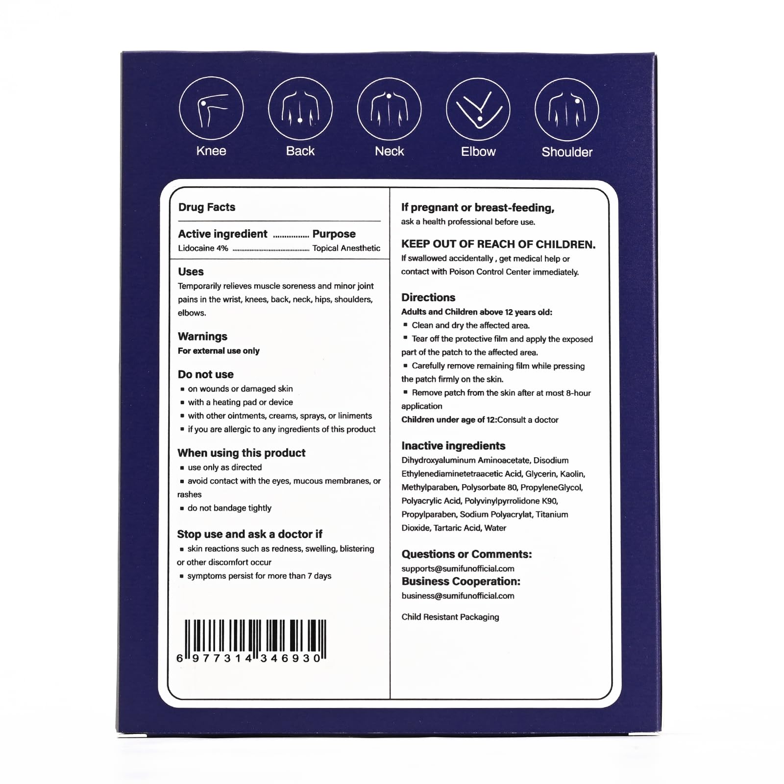 Sumifun 4% Lidocaine Patches Maximum Strength - 12 Count Pain Relieving Gel Patch for Muscle Soreness, Back Ache, Knee, Neck & Joint Pains - Topical Analgesic (Large, Count, 12) - TrustMedUSA