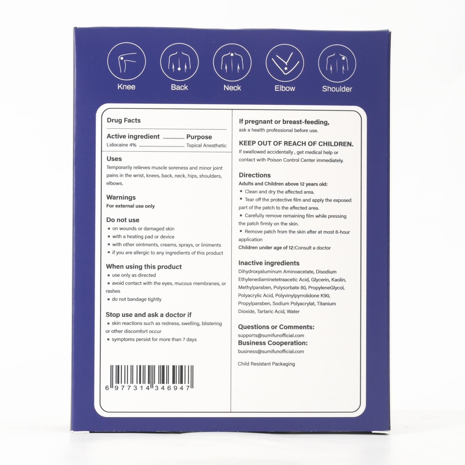 Sumifun 4% Lidocaine Patches Maximum Strength - 13 Count Pain Relieving Gel Patch for Muscle Soreness, Back Ache, Knee, Neck & Joint Pains - Topical Analgesic (Large, Count, 13) - TrustMedUSA