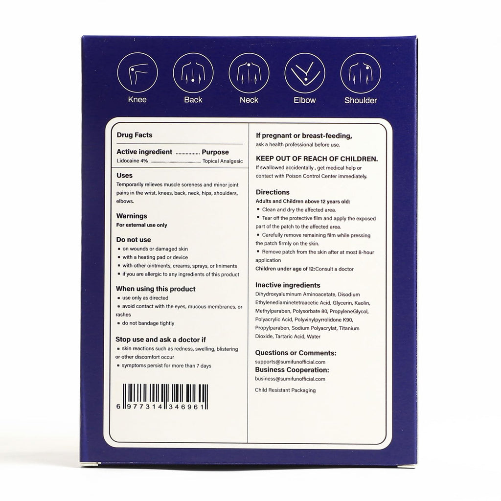 Sumifun 4% Lidocaine Patches Maximum Strength - Pain Relieving Gel Patch for Muscle Soreness, Back Ache, Knee, Neck & Joint Pains - Topical Analgesic (Large, Count, 17) - TrustMedUSA