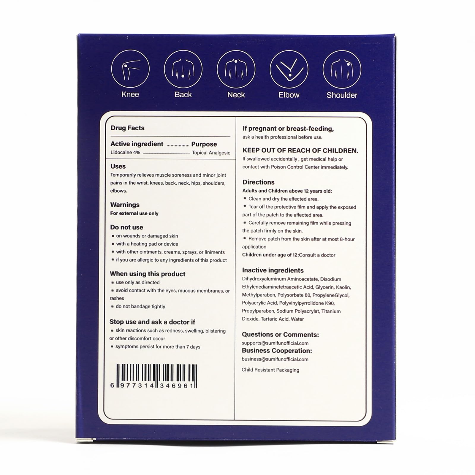 Sumifun 4% Lidocaine Patches Maximum Strength - Pain Relieving Gel Patch for Muscle Soreness, Back Ache, Knee, Neck & Joint Pains - Topical Analgesic (Large, Count, 17) - TrustMedUSA